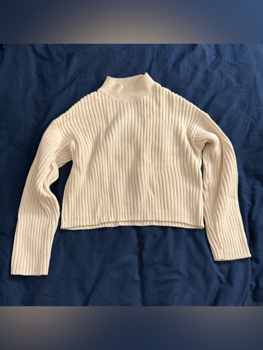 Zara Kids Cream Ribbed Turtleneck Sweater